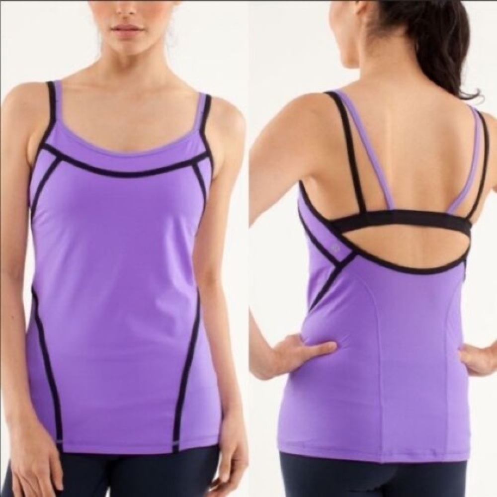 LULULEMON purple black trim ignite tank top Sz 6